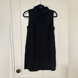 Black Sleeveless Dress with Studded Collar